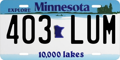 MN license plate 403LUM