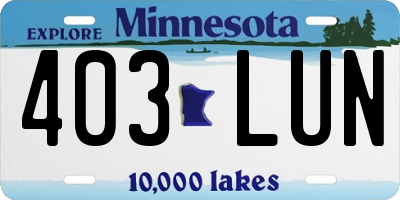 MN license plate 403LUN