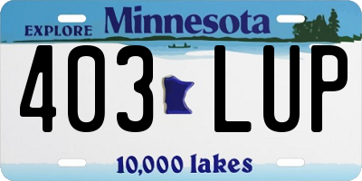MN license plate 403LUP