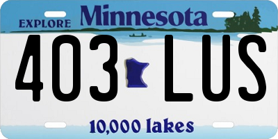 MN license plate 403LUS