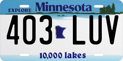 MN license plate 403LUV