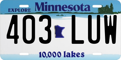 MN license plate 403LUW