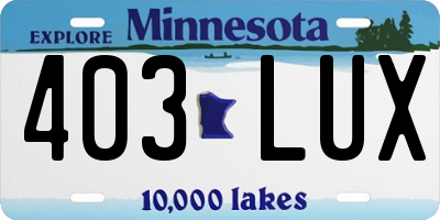MN license plate 403LUX