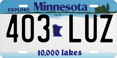 MN license plate 403LUZ