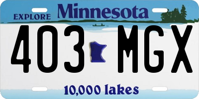 MN license plate 403MGX