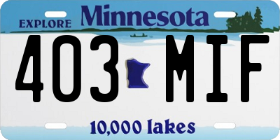 MN license plate 403MIF