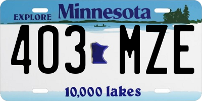 MN license plate 403MZE