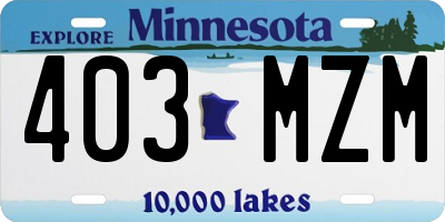 MN license plate 403MZM