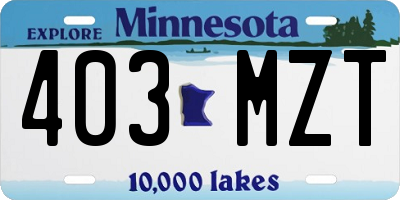 MN license plate 403MZT