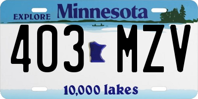 MN license plate 403MZV