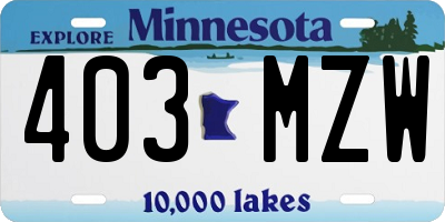 MN license plate 403MZW