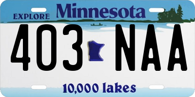 MN license plate 403NAA