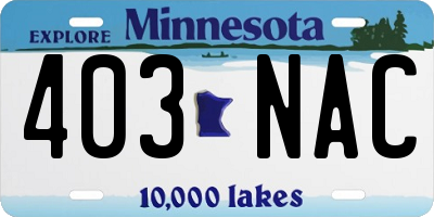 MN license plate 403NAC