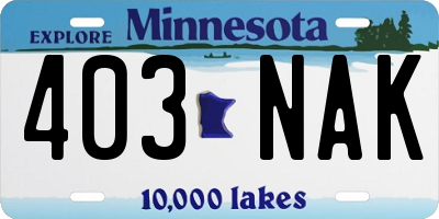 MN license plate 403NAK