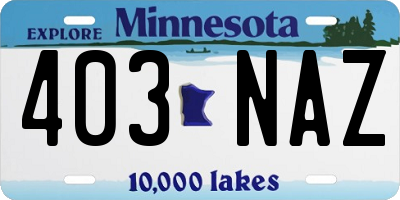 MN license plate 403NAZ