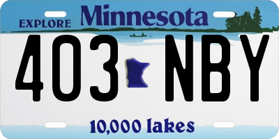 MN license plate 403NBY