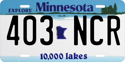 MN license plate 403NCR