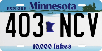MN license plate 403NCV