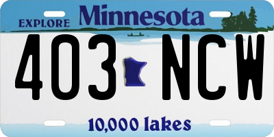MN license plate 403NCW