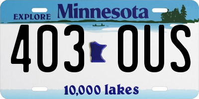 MN license plate 403OUS