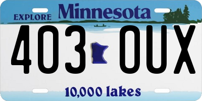 MN license plate 403OUX