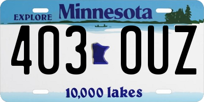 MN license plate 403OUZ