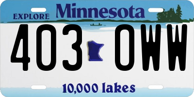 MN license plate 403OWW