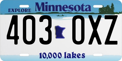 MN license plate 403OXZ