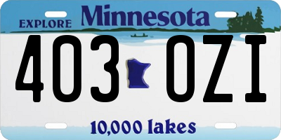 MN license plate 403OZI