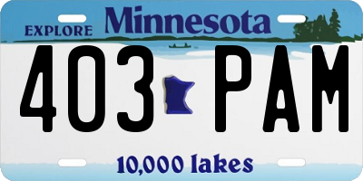 MN license plate 403PAM