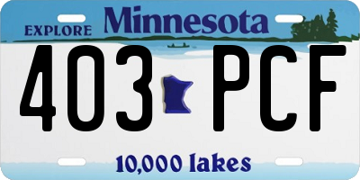 MN license plate 403PCF