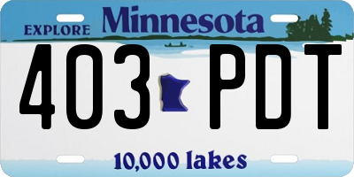 MN license plate 403PDT