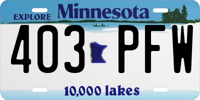 MN license plate 403PFW