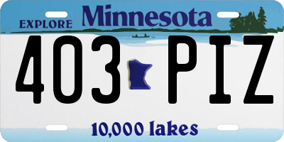 MN license plate 403PIZ
