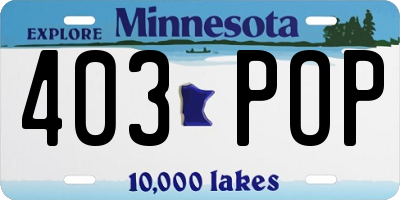 MN license plate 403POP