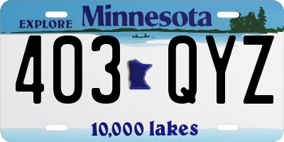 MN license plate 403QYZ