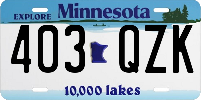 MN license plate 403QZK