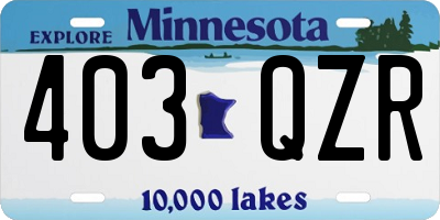 MN license plate 403QZR