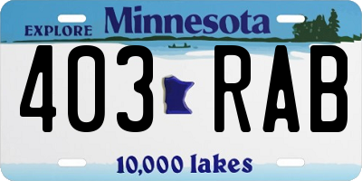 MN license plate 403RAB