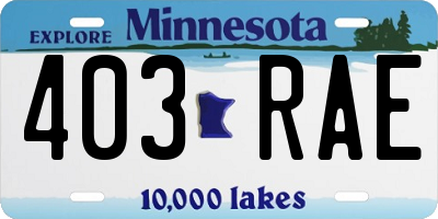 MN license plate 403RAE