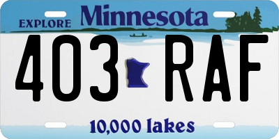 MN license plate 403RAF