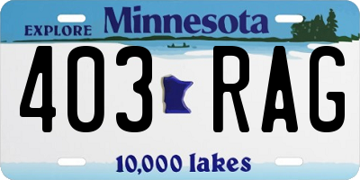 MN license plate 403RAG