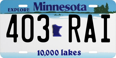 MN license plate 403RAI
