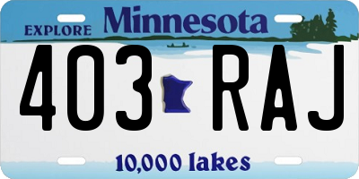MN license plate 403RAJ