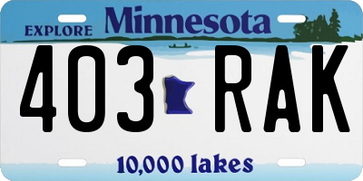 MN license plate 403RAK