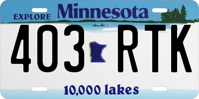 MN license plate 403RTK