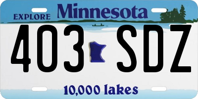 MN license plate 403SDZ