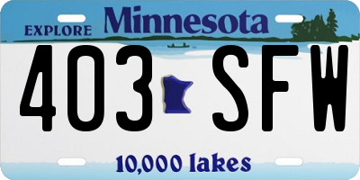 MN license plate 403SFW
