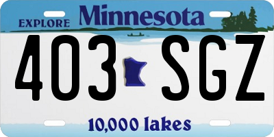 MN license plate 403SGZ
