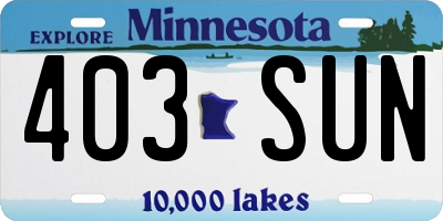 MN license plate 403SUN